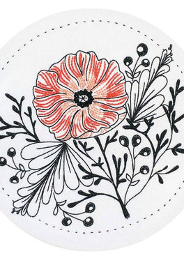 poppy power pre-printed fabric embroidery pattern