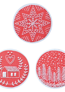 holiday ornaments pre-printed fabric embroidery pattern
