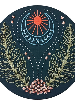 blue moon pre-printed fabric embroidery pattern
