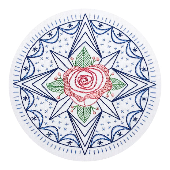 compass rose pre-printed fabric embroidery pattern