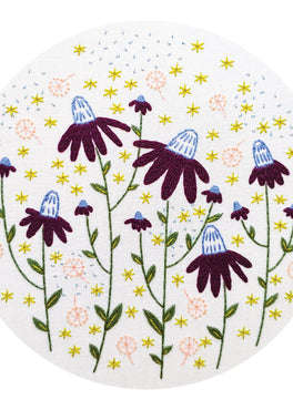 coneflower magic pre-printed fabric embroidery pattern