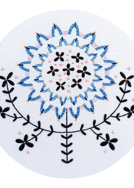 folk flower pre-printed fabric embroidery pattern