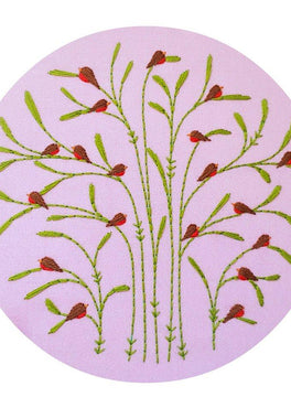 spring : robins pre-printed fabric embroidery pattern