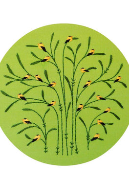 summer : goldfinches pre-printed fabric embroidery pattern