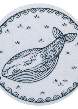 whale of a time pre-printed fabric embroidery pattern